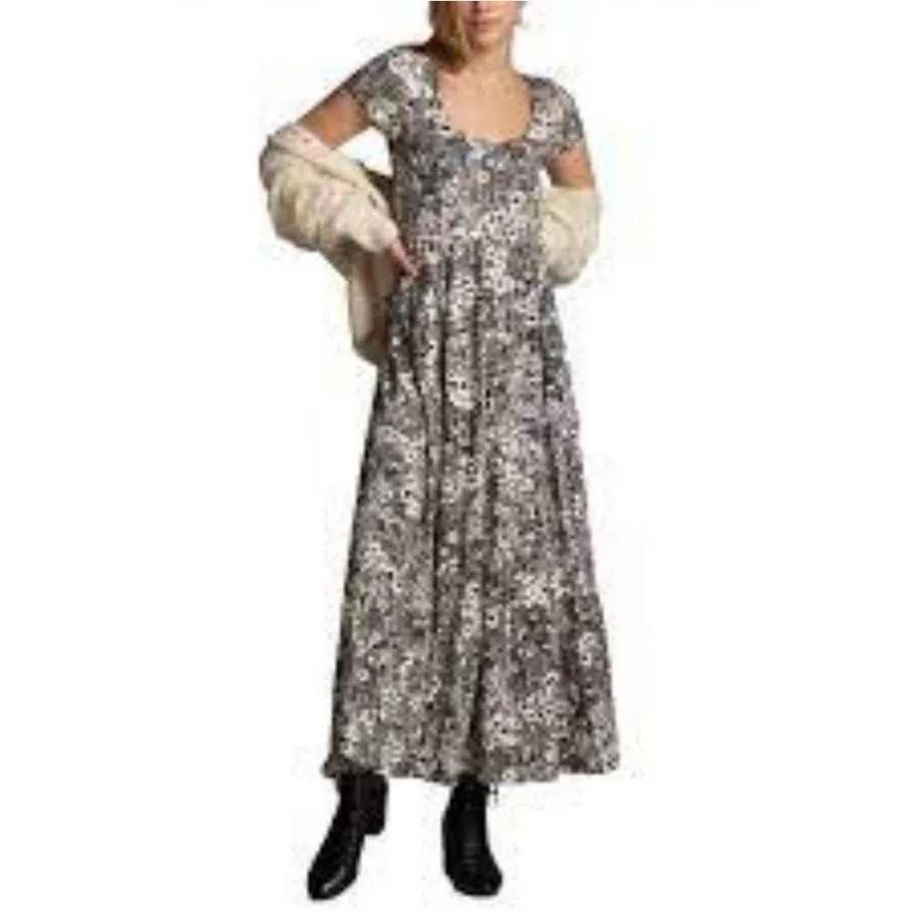 NWT Maeve Catalina Black Floral Tiered Maxi Dress Small Elegant Chic MSRP $138 - Picture 4 of 17
